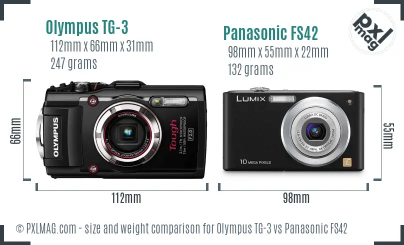 Olympus TG-3 vs Panasonic FS42 size comparison