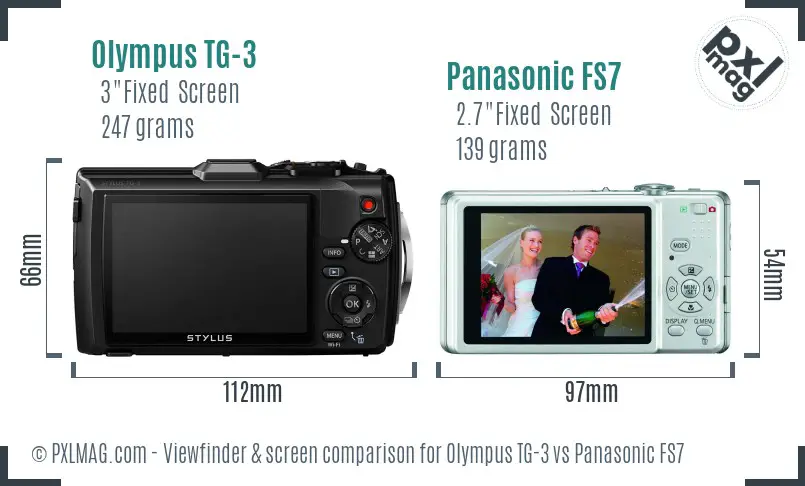 Olympus TG-3 vs Panasonic FS7 Screen and Viewfinder comparison