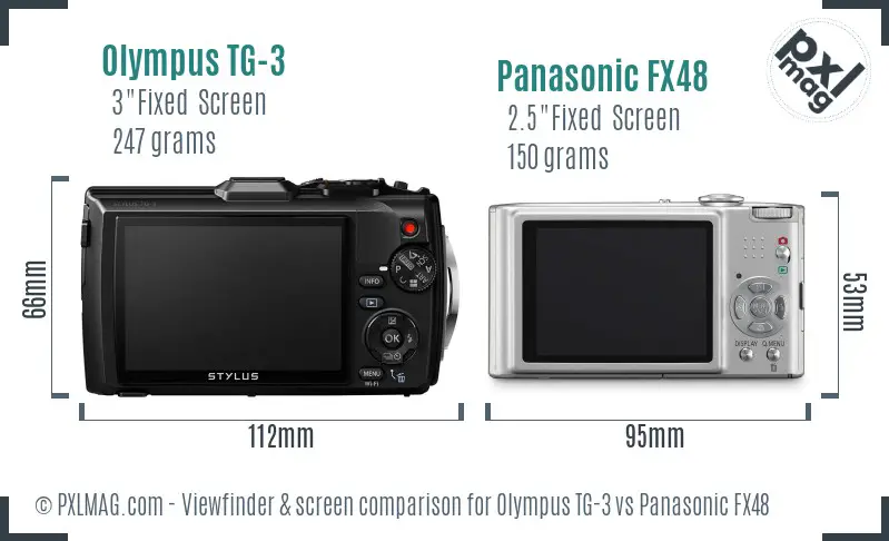 Olympus TG-3 vs Panasonic FX48 Screen and Viewfinder comparison