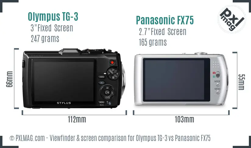 Olympus TG-3 vs Panasonic FX75 Screen and Viewfinder comparison
