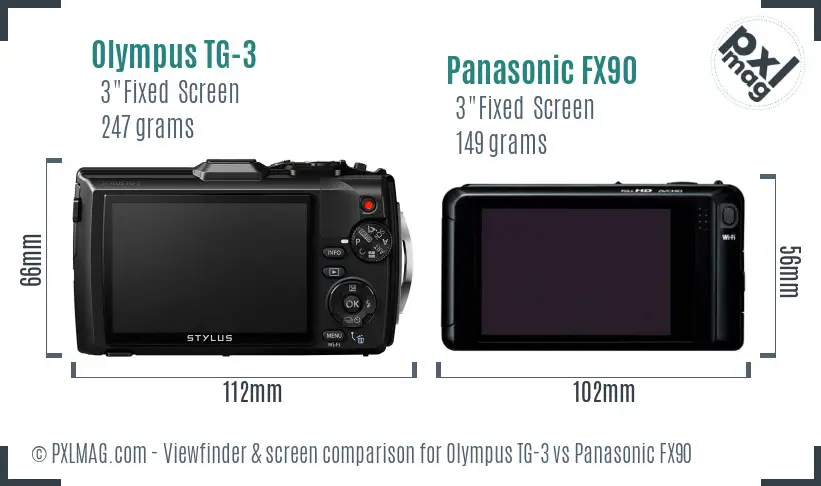 Olympus TG-3 vs Panasonic FX90 Screen and Viewfinder comparison