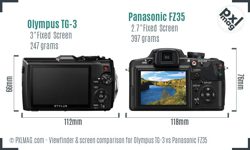 Olympus TG-3 vs Panasonic FZ35 Screen and Viewfinder comparison Olympus TG-3 vs Panasonic FZ35 Screen and Viewfinder comparison