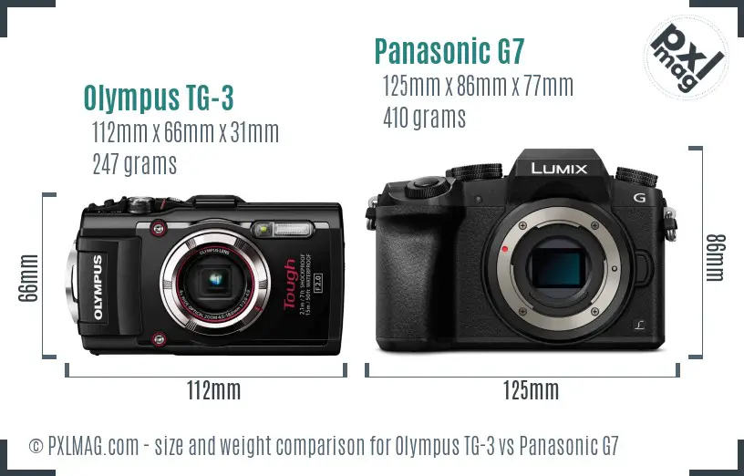 Olympus TG-3 vs Panasonic G7 size comparison Olympus TG-3 vs Panasonic G7 size comparison