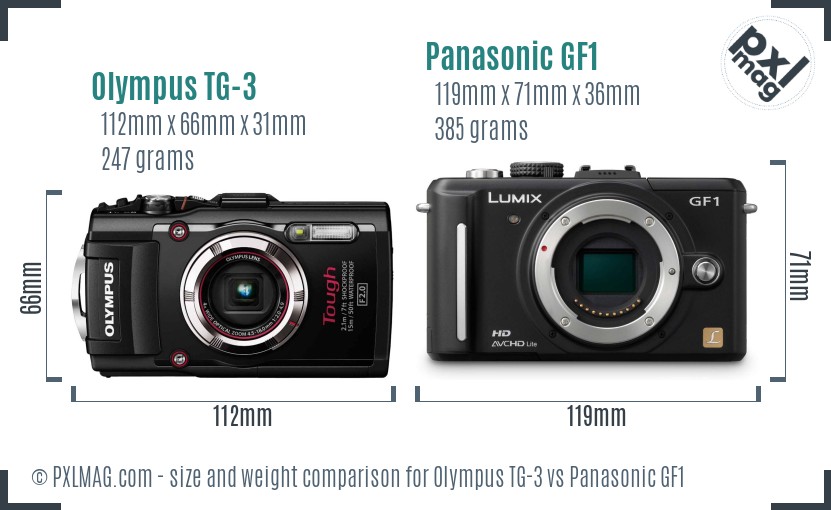 Olympus TG-3 vs Panasonic GF1 size comparison Olympus TG-3 vs Panasonic GF1 size comparison