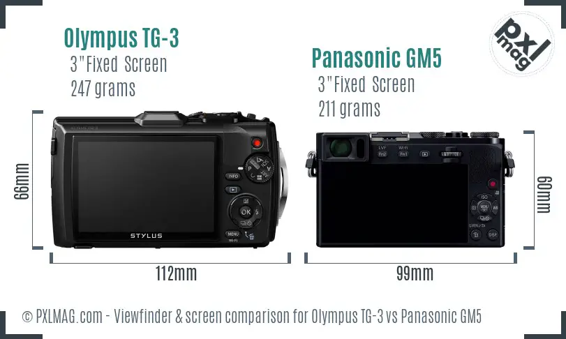 Olympus TG-3 vs Panasonic GM5 Screen and Viewfinder comparison Olympus TG-3 vs Panasonic GM5 Screen and Viewfinder comparison