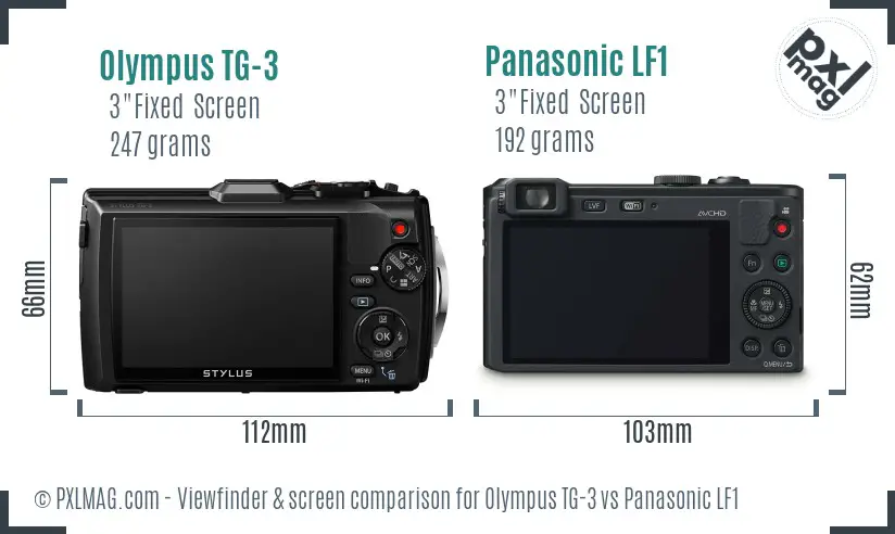Olympus TG-3 vs Panasonic LF1 Screen and Viewfinder comparison
