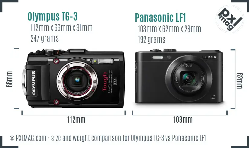 Olympus TG-3 vs Panasonic LF1 size comparison