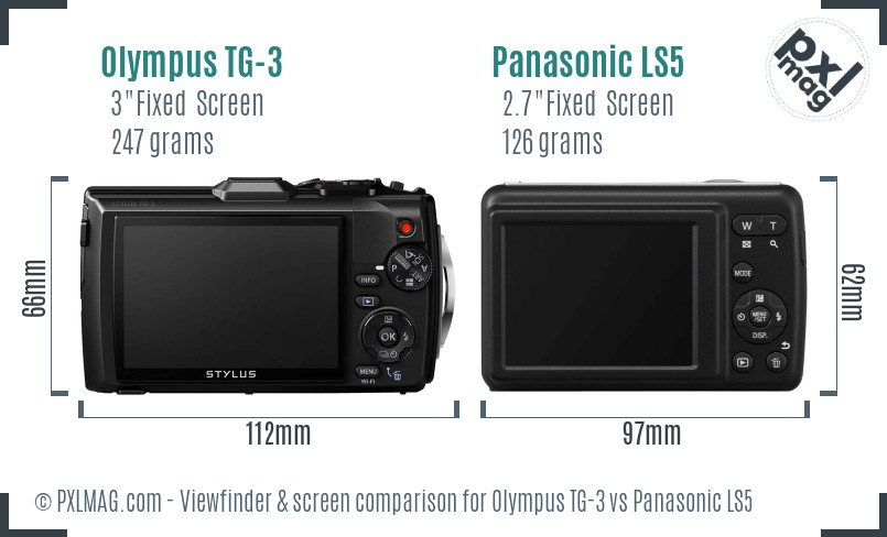 Olympus TG-3 vs Panasonic LS5 Screen and Viewfinder comparison