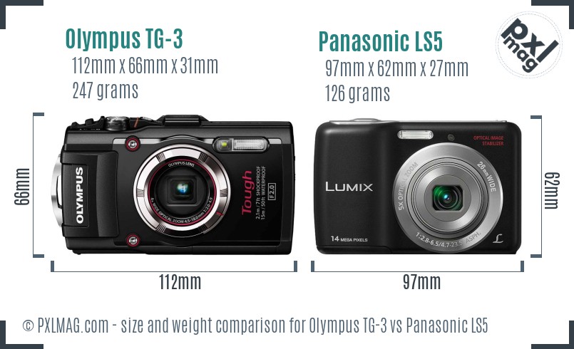 Olympus TG-3 vs Panasonic LS5 size comparison Olympus TG-3 vs Panasonic LS5 size comparison