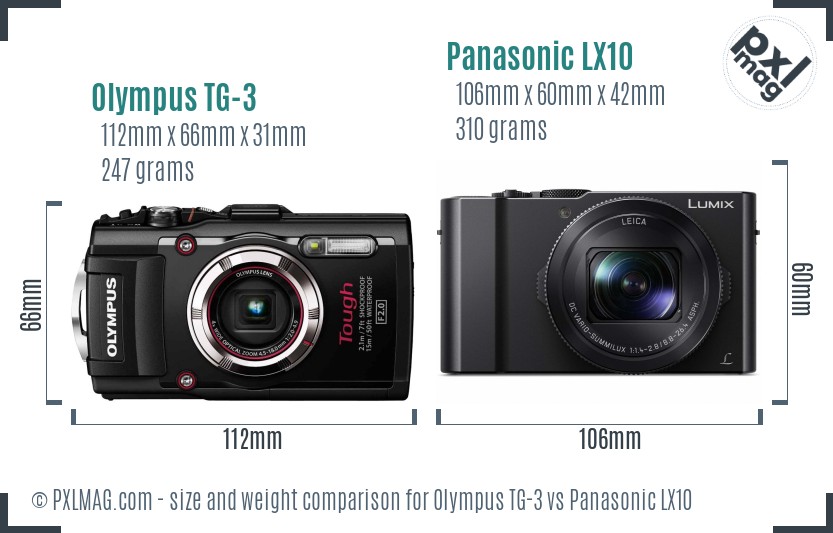 Olympus TG-3 vs Panasonic LX10 size comparison Olympus TG-3 vs Panasonic LX10 size comparison