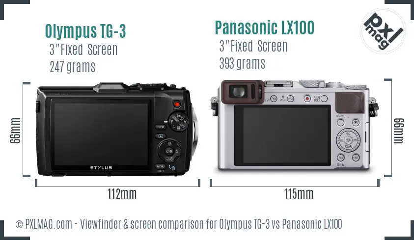 Olympus TG-3 vs Panasonic LX100 Screen and Viewfinder comparison Olympus TG-3 vs Panasonic LX100 Screen and Viewfinder comparison