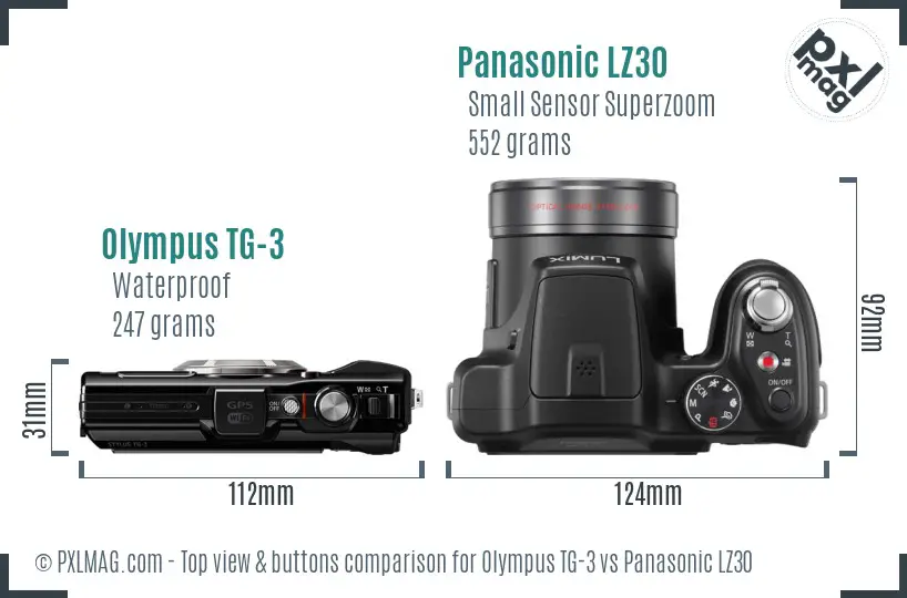 Olympus TG-3 vs Panasonic LZ30 top view buttons comparison