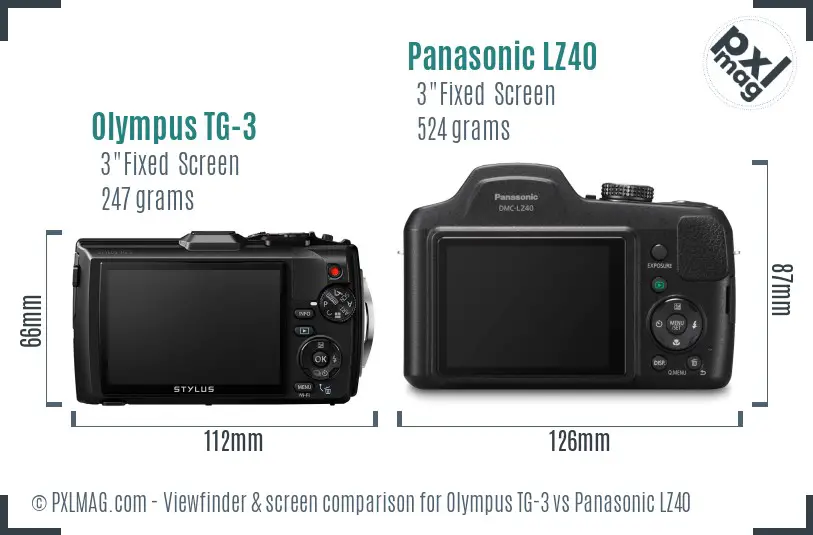 Olympus TG-3 vs Panasonic LZ40 Screen and Viewfinder comparison