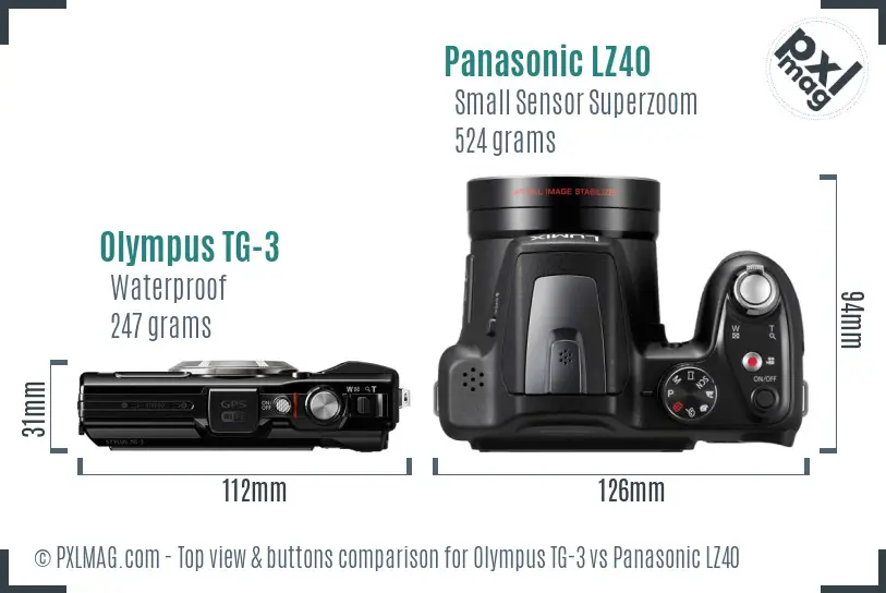 Olympus TG-3 vs Panasonic LZ40 top view buttons comparison