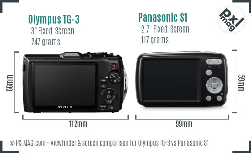 Olympus TG-3 vs Panasonic S1 Screen and Viewfinder comparison