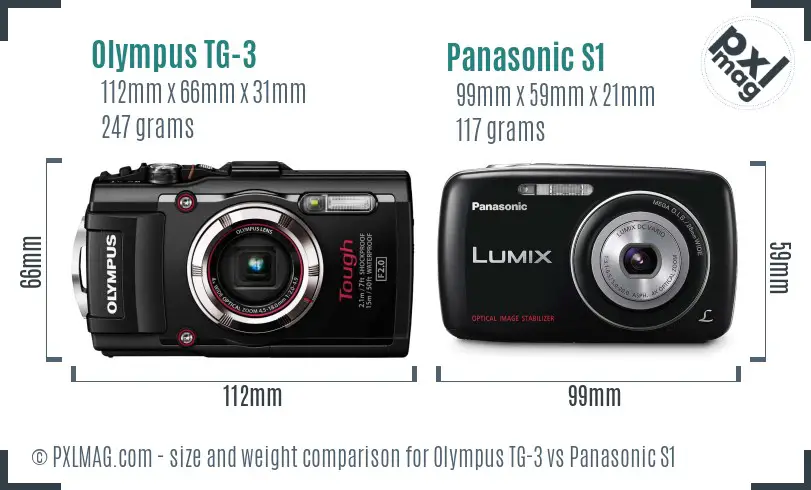 Olympus TG-3 vs Panasonic S1 size comparison