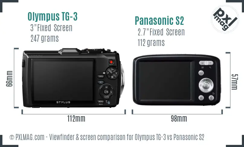 Olympus TG-3 vs Panasonic S2 Screen and Viewfinder comparison