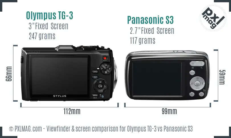 Olympus TG-3 vs Panasonic S3 Screen and Viewfinder comparison