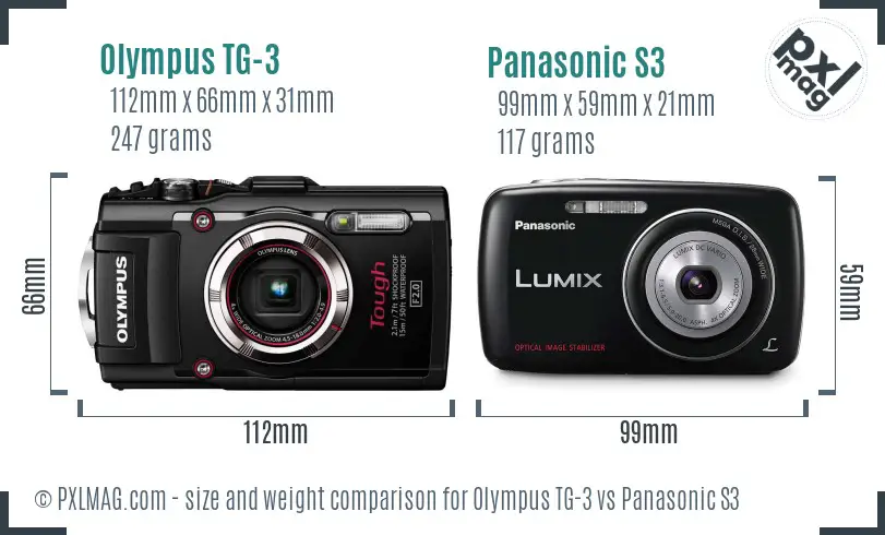 Olympus TG-3 vs Panasonic S3 size comparison