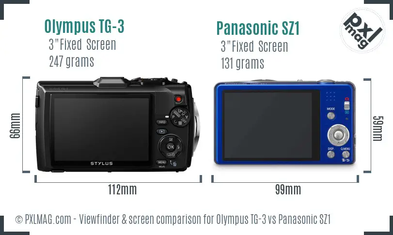 Olympus TG-3 vs Panasonic SZ1 Screen and Viewfinder comparison Olympus TG-3 vs Panasonic SZ1 Screen and Viewfinder comparison