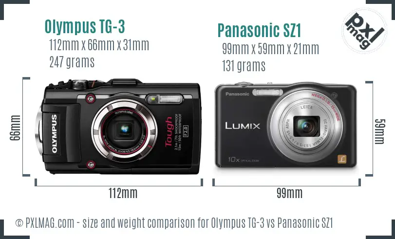 Olympus TG-3 vs Panasonic SZ1 size comparison Olympus TG-3 vs Panasonic SZ1 size comparison