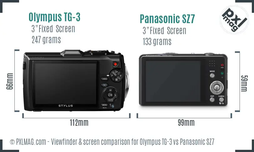Olympus TG-3 vs Panasonic SZ7 Screen and Viewfinder comparison Olympus TG-3 vs Panasonic SZ7 Screen and Viewfinder comparison