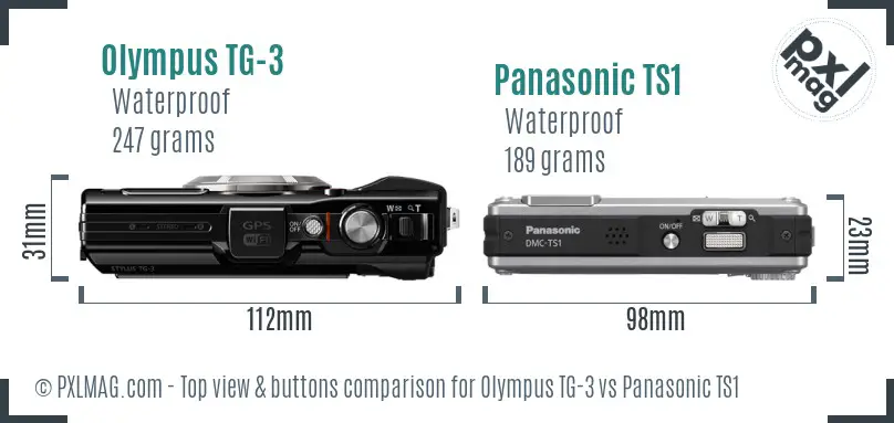 Olympus TG-3 vs Panasonic TS1 top view buttons comparison