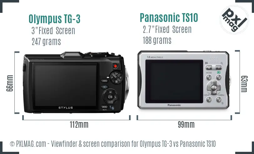 Olympus TG-3 vs Panasonic TS10 Screen and Viewfinder comparison