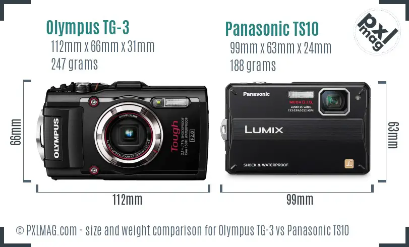 Olympus TG-3 vs Panasonic TS10 size comparison