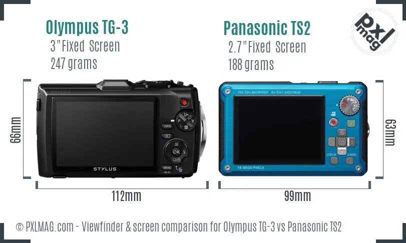 Olympus TG-3 vs Panasonic TS2 Screen and Viewfinder comparison