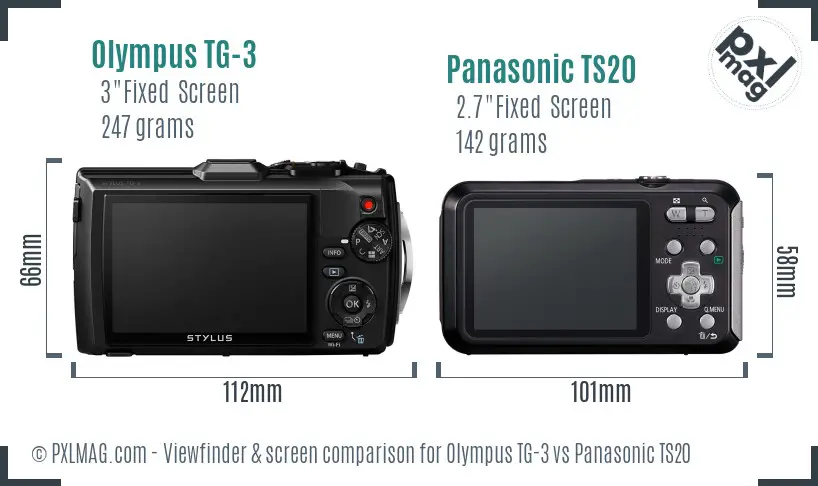 Olympus TG-3 vs Panasonic TS20 Screen and Viewfinder comparison
