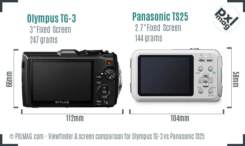 Olympus TG-3 vs Panasonic TS25 Screen and Viewfinder comparison