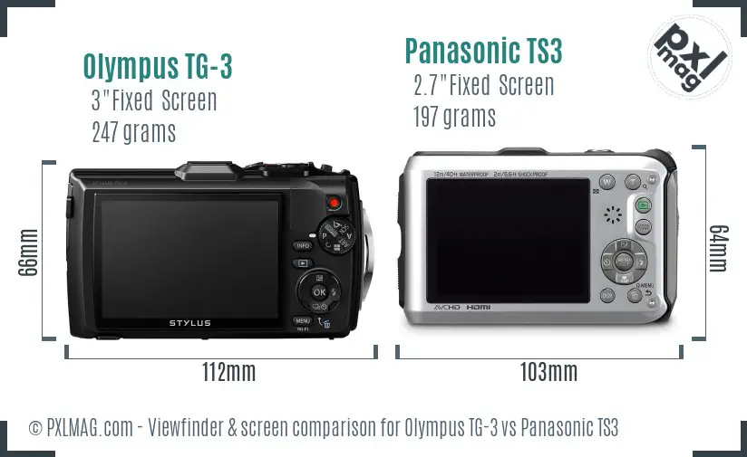 Olympus TG-3 vs Panasonic TS3 Screen and Viewfinder comparison