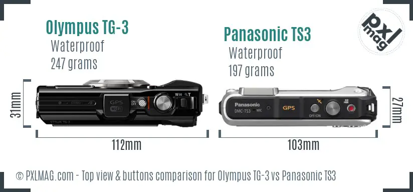 Olympus TG-3 vs Panasonic TS3 top view buttons comparison