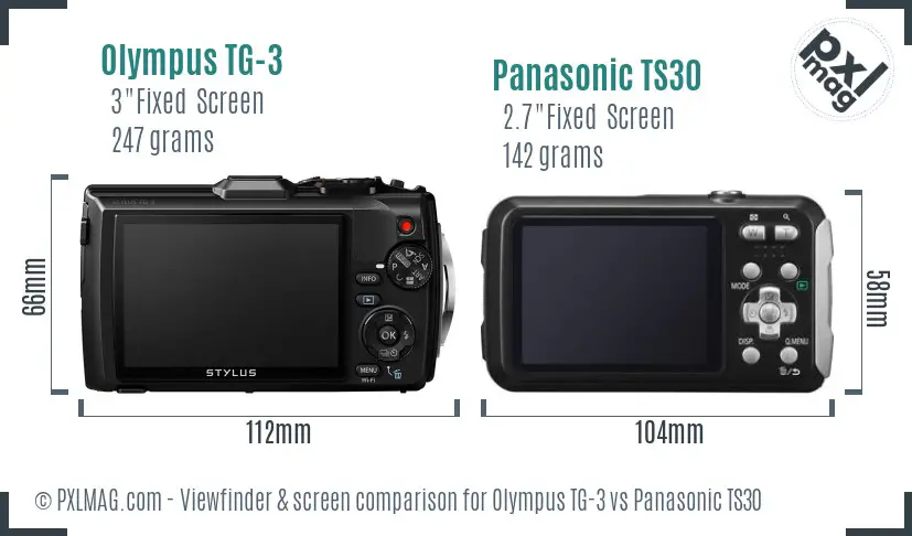 Olympus TG-3 vs Panasonic TS30 Screen and Viewfinder comparison