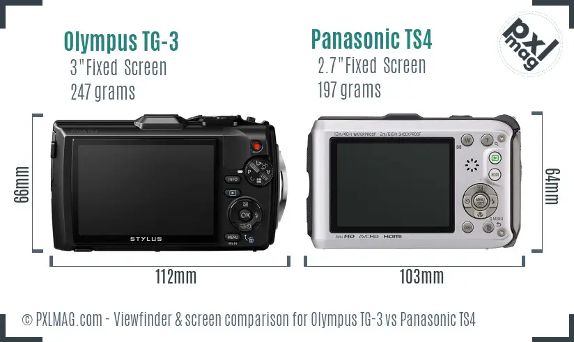 Olympus TG-3 vs Panasonic TS4 Screen and Viewfinder comparison