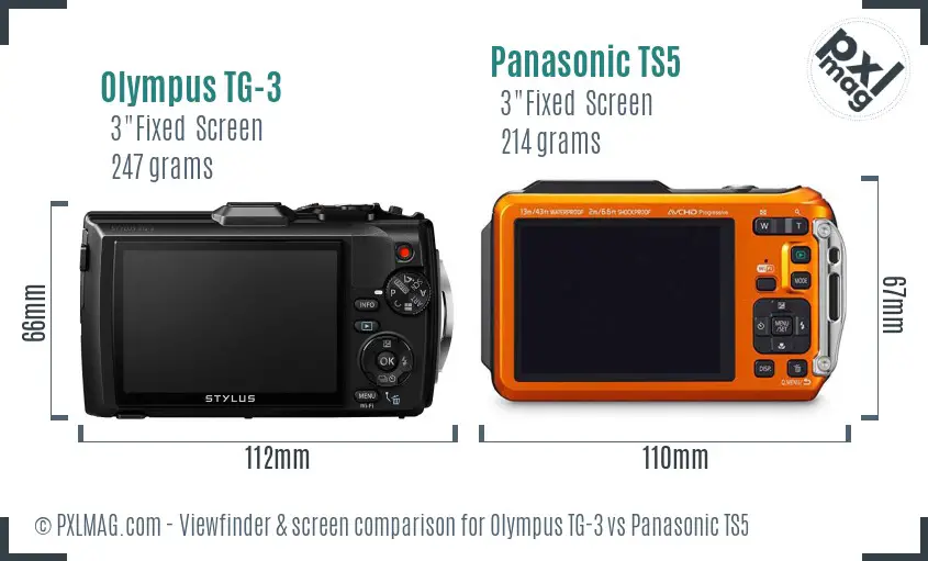 Olympus TG-3 vs Panasonic TS5 Screen and Viewfinder comparison