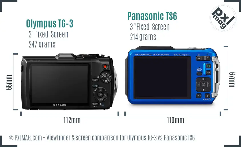 Olympus TG-3 vs Panasonic TS6 Screen and Viewfinder comparison