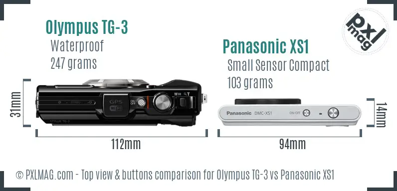 Olympus TG-3 vs Panasonic XS1 top view buttons comparison