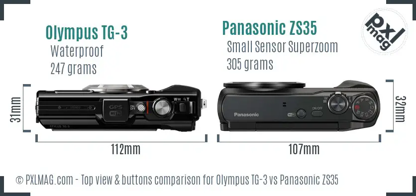 Olympus TG-3 vs Panasonic ZS35 top view buttons comparison