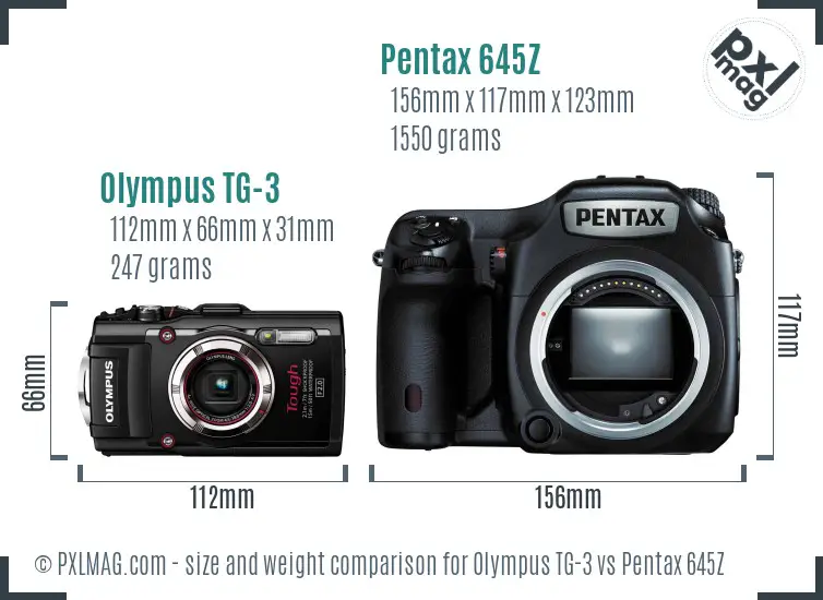 Olympus TG-3 vs Pentax 645Z size comparison
