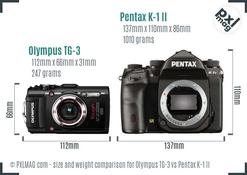 Olympus TG-3 vs Pentax K-1 II size comparison