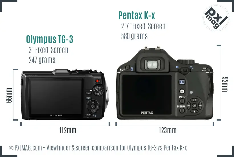 Olympus TG-3 vs Pentax K-x Screen and Viewfinder comparison Olympus TG-3 vs Pentax K-x Screen and Viewfinder comparison