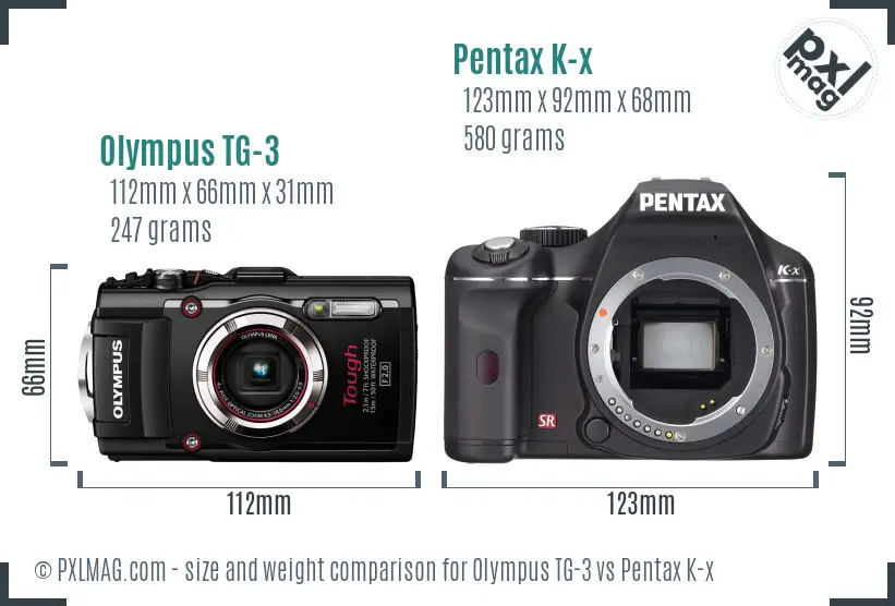 Olympus TG-3 vs Pentax K-x size comparison Olympus TG-3 vs Pentax K-x size comparison