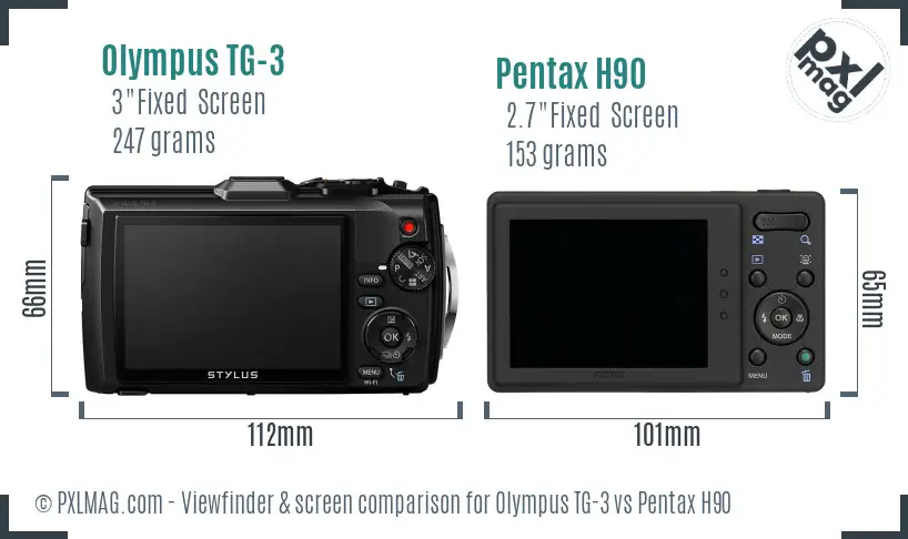 Olympus TG-3 vs Pentax H90 Screen and Viewfinder comparison