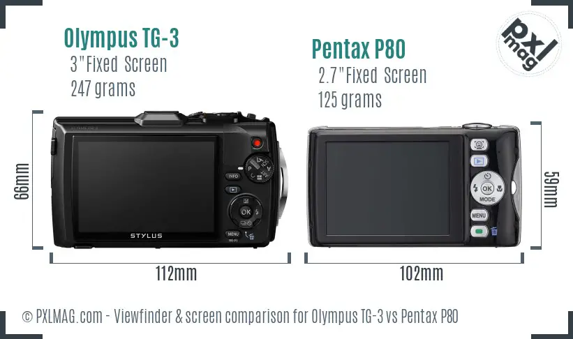 Olympus TG-3 vs Pentax P80 Screen and Viewfinder comparison