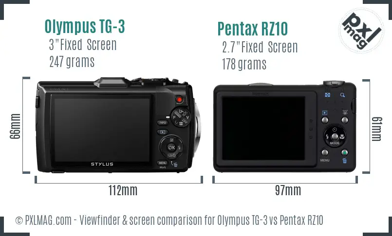 Olympus TG-3 vs Pentax RZ10 Screen and Viewfinder comparison