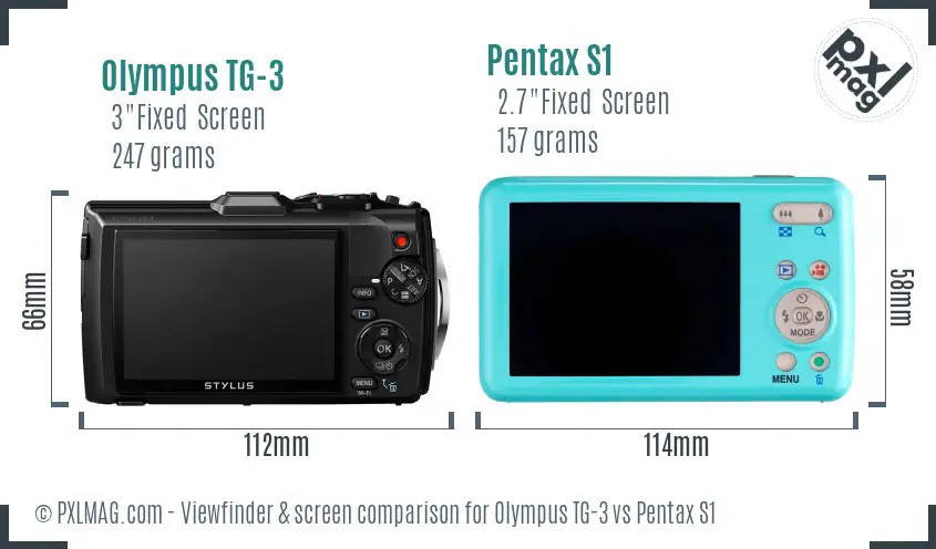 Olympus TG-3 vs Pentax S1 Screen and Viewfinder comparison
