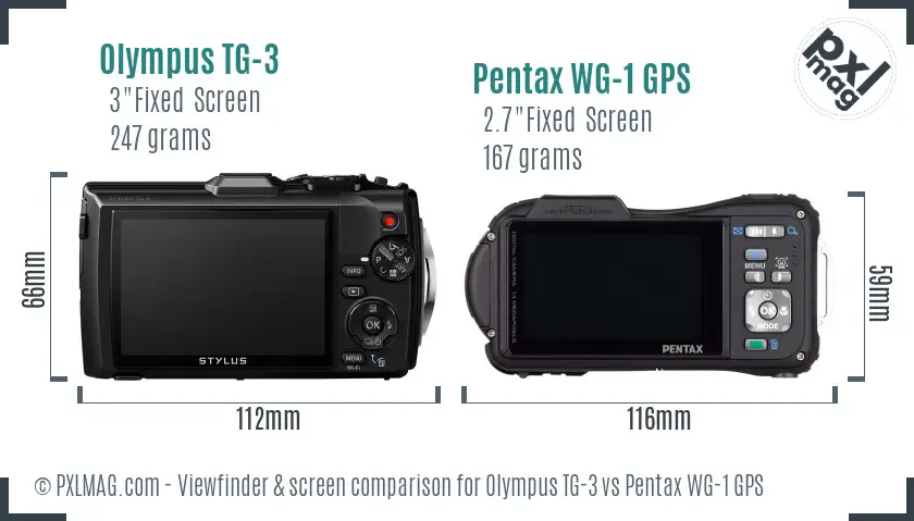 Olympus TG-3 vs Pentax WG-1 GPS Screen and Viewfinder comparison