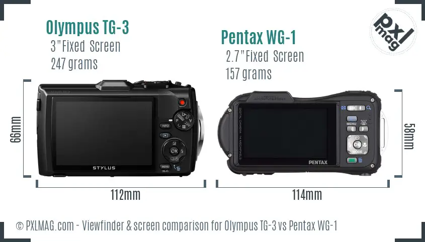 Olympus TG-3 vs Pentax WG-1 Screen and Viewfinder comparison